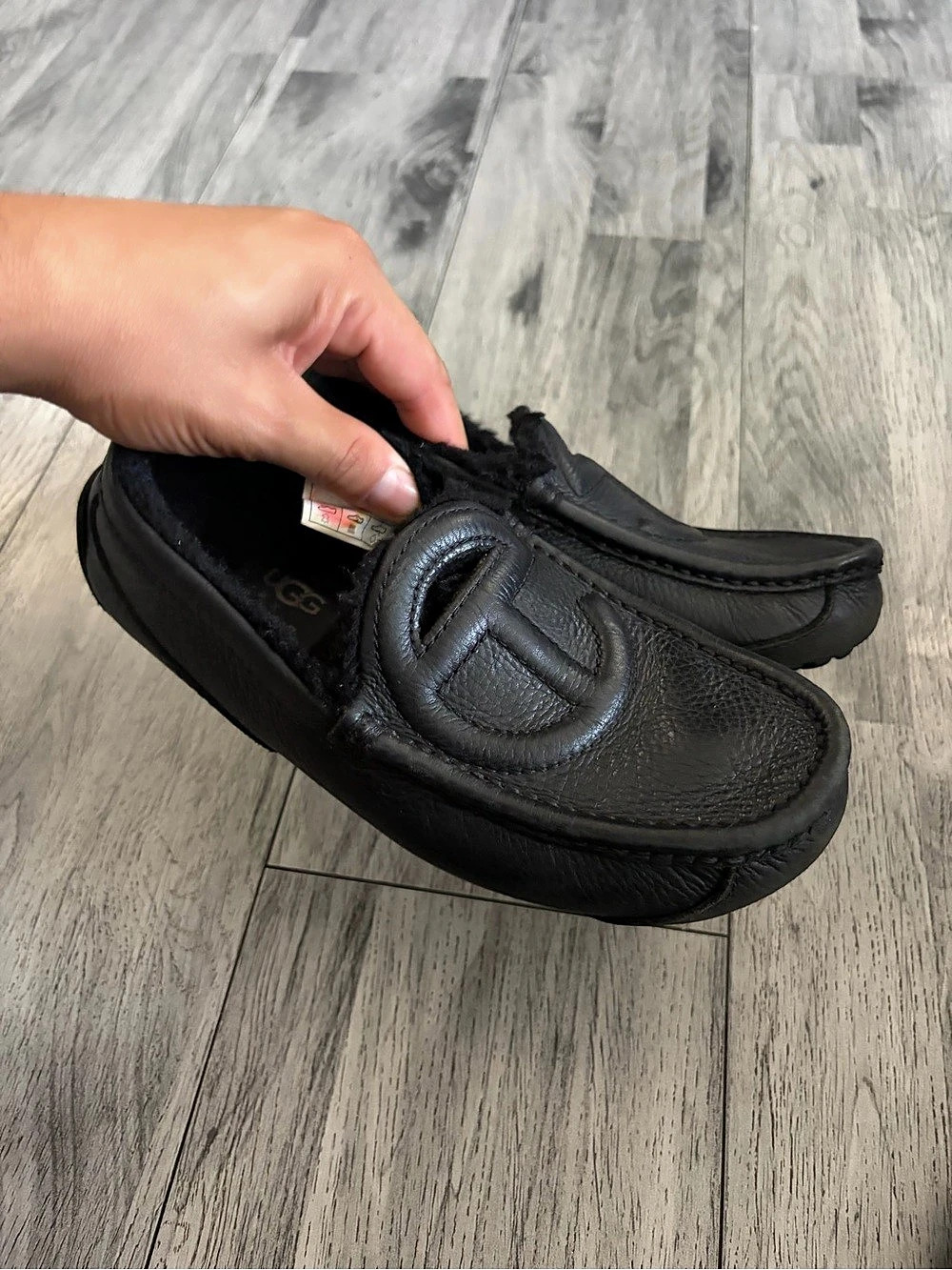 UGG x Telfar Logo Loafer Black Moccasins Shearling Slippers EU 36